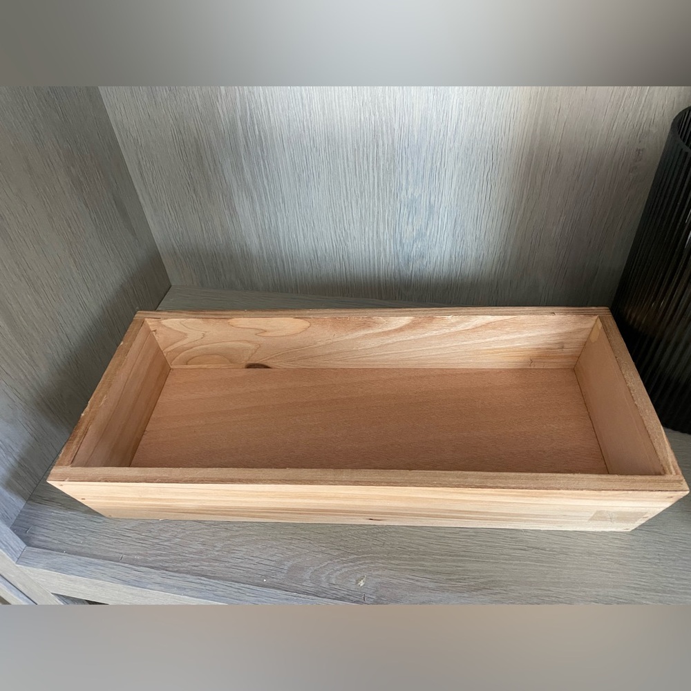 Natural Wood Display Tray With Metal Handles